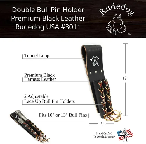 Vista 5 de Soporte doble con cordones - Cuero negro premium - Rudedog USA #3011