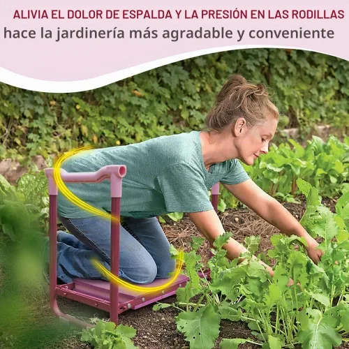 Vista 5 de Colwelt Taburete de jardín con marco de acero resistente y resistente, asiento de jardín y banco de rodillas con bolsa de herramientas, almohadilla