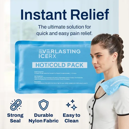 Vista 5 de Paquetes de hielo suaves reutilizables de gel caliente y frío, paquete de 4 paquetes de hielo de gel grandes, solución de terapia fría y caliente