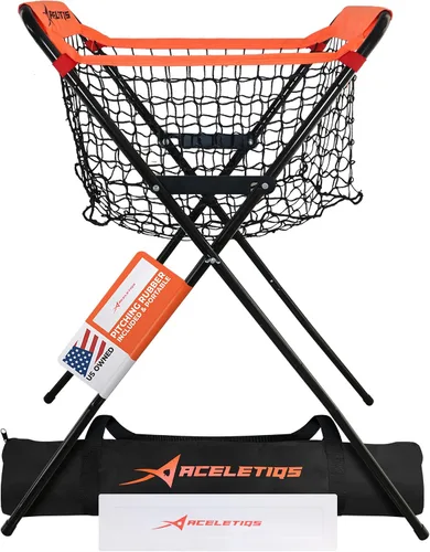 Vista 9 de ACELETIQS Baseball Softball Portable Batting Practice Ball Caddy, Use During Training and Drills, Save Your Back No More Bending, Holds up to 60