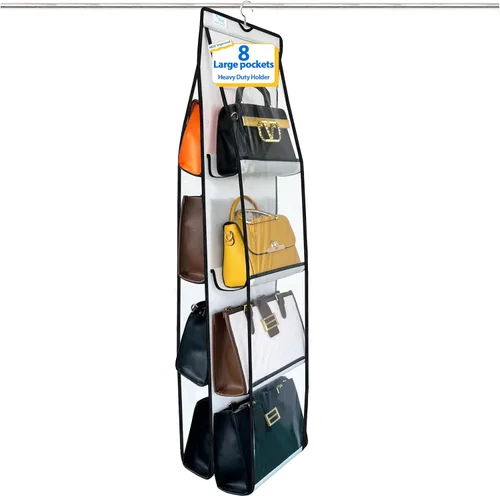 Vista 17 de Organizador de bolso, nuevo mejorado más grande, organizador de bolso para armario, ganchos resistentes, almacenamiento de bolso, material duradero