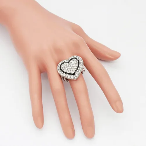 Vista 5 de Lavencious Anillos elásticos de diamantes de imitación en forma de corazón para mujer, talla 7-9