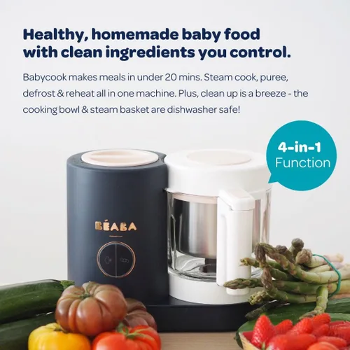 Vista 7 de BEABA Babycook Neo - Fabricante de alimentos para bebés Vidrio no tóxico y acero inoxidable Confiado por mamás famosas Procesador de alimentos
