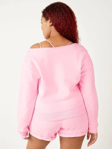 Vista 3 de Victoria's Secret Sudadera corta de forro polar rosa