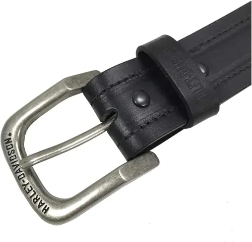 Vista 2 de Harley-Davidson Road Trip H-D - Cinturón de piel auténtica para hombre con hebilla de níquel antiguo