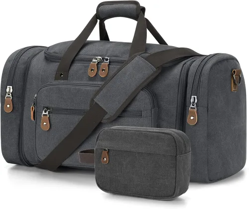 Vista 14 de Gonex Canvas Duffle Bag, Expandable 50L Travel Overnight Weekender Bag Verde militar