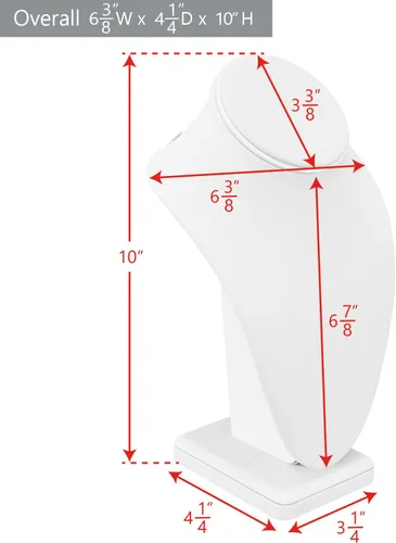 Vista 2 de MOOCA Soporte de exhibición de busto de joyería de collar de piel sintética Collar Soporte de madera resistente con gancho trasero ajustable, se