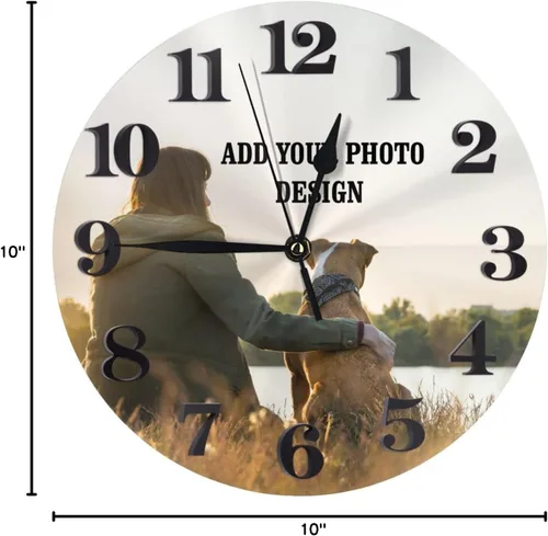 Vista 8 de Reloj de pared personalizado, diseño de tu foto, imagen, texto, logotipo, reloj de pared redondo sin tictac para aniversario, boda, día de San