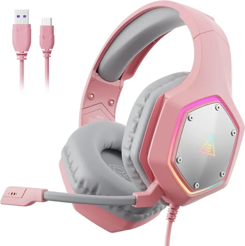 Vista 14 de EKSA E1000WT Wireless Gaming Headset,2.4GHz USB Gaming Headphones with Microphone for PC, PS5, PS4, Nintendo Switch, 7.1 Surround Sound Headset, RGB