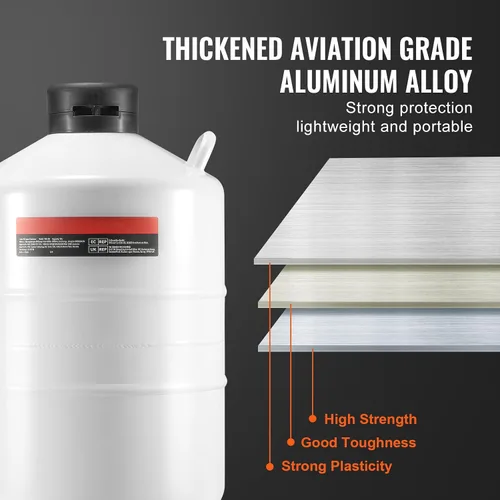 Vista 3 de Happybuy Tanque de nitrógeno líquido de 20L, aleación de aluminio LN2 Dewar con 6 botes, bolsa de transporte y correas, tanque criogénico