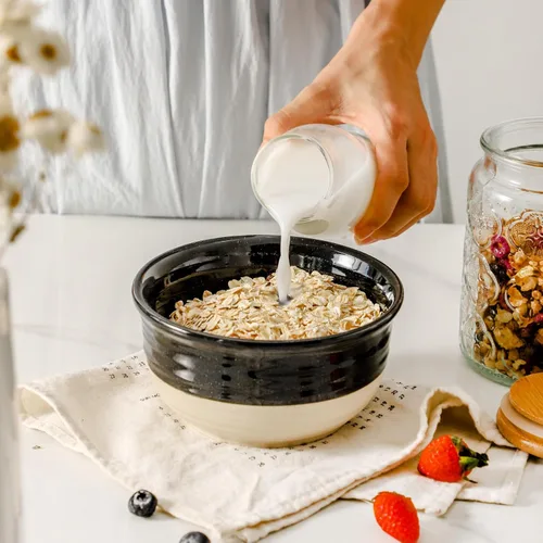 Vista 4 de HASENSE - Cuencos de sopa de cerámica y cuencos de cereal, juego de 6 cuencos de 20 onzas para cocina, juego de cuencos apilables para ramen