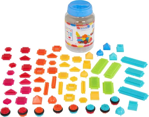 Vista 4 de Bristle Blocks Juguete Bloques de construcción para niños (80 piezas en tarro)