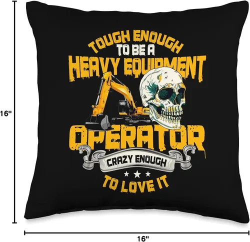 Vista 4 de Heavy Equipment Operator Gifts Almohada de retroexcavadora de construcción de equipo pesado, 16.0 x 16.0 in, multicolor