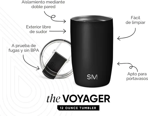 Vista 2 de Simple Modern Taza de café de viaje Tumbler con tapa abatible Reutilizable, aislada, de acero inoxidable, taza de café helado Cold Brew, termo