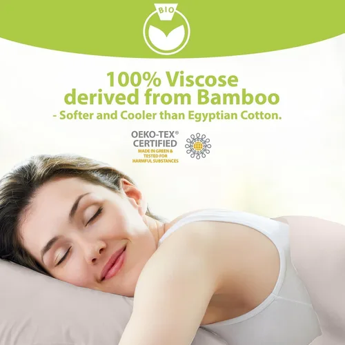 Vista 2 de BAMPURE Juego de sábanas tamaño Queen, 100% viscosa pura derivada de bambú, sábanas súper suaves y refrescantes para personas que duermen con calor