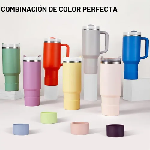 Vista 6 de Juego de funda para botas y pajilla, 2 fundas de silicona, 3 tapas de pajita, protector inferior para Stanley Cup H2.0 30 oz y 40 oz, coincidencia