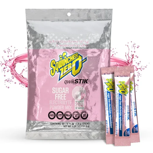 Vista 16 de Bebida en polvo Qwik Stik de Sqwincher, con electrolitos y sin azúcar (contiene 50 unidades), cítrico (Cool Citrus), 50 Zero sugar electrolyte