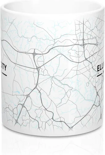 Vista 2 de Ellicott City - Taza, diseño de mapa de Maryland, Casual, Blanco