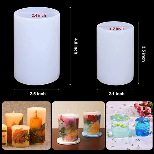 Vista 7 de Katutude Paquete de 5 moldes para velas cilíndricas, moldes de silicona 3D para velas perfumadas de bricolaje, jabón hecho a mano, cera
