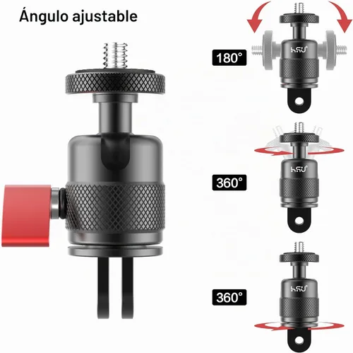 Vista 2 de HSU Montaje vertical para GoPro, adaptador de dirección de aluminio de 90