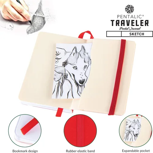 Vista 4 de Cuaderno de bocetos Travelers Dot Grid Pentalic Art, libre de ácidos