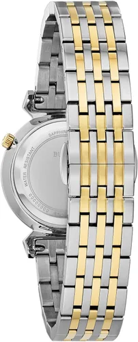 Vista 3 de Bulova Reloj clásico de cuarzo para mujer acero inoxidable dos tonos modelo 98L264 Oro amarillo de dos tonos