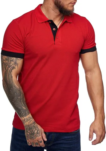 Vista 2 de Polo de manga corta para hombre, estilo casual, ajustado, diseño básico, corte clásico, camisas de algodón