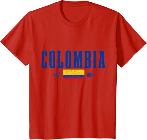 Vista 3 de Colombia Est. 1810 - Camiseta de Colombia Vintage, Negro, S