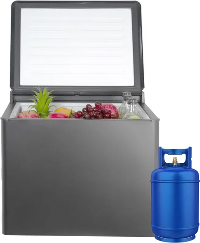 Vista 7 de Refrigerador de propano de 1.4 pies cúbicos fuera de la red, refrigerador de cámper, refrigerador compacto de 12 V/110 V/LPG para semircamión