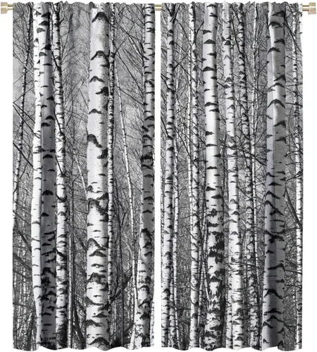 Vista 14 de Cortinas de abedul para sala de estar, niebla matutina en otoño, decoración del hogar, 42 x 45 pulgadas de largo