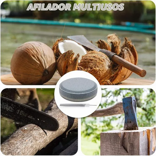 Vista 6 de Honoson Juego de sacapuntas de hacha, grano 120 y 240, piedra de afilar hacha multiusos y herramientas de corte rectangular de 7 pulgadas, disco más