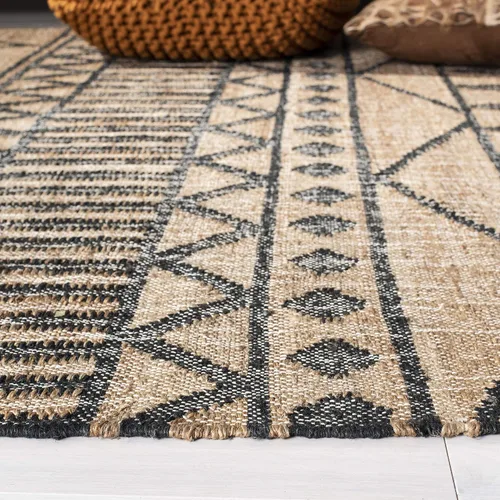 Vista 4 de SAFAVIEH Kilim Collection - Alfombra decorativa, 2 x 3 pies, natural y carbón, yute de tejido plano hecho a mano, ideal para zonas de alto tráfico