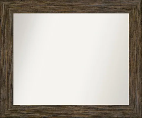 Vista 75 de Amanti Art Espejo personalizado, espejo de baño marrón Fencepost, espejo de pared o espejo de tocador de baño sobre el fregadero (27 x 27 pulgadas)