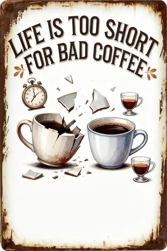 Vista 21 de COFFEE IS THE BEST THERAPY Metal Tin Sign 8x12 Inch - Retro Wall Decor For Man Cave，Home, Bar, Kitchen, Garage