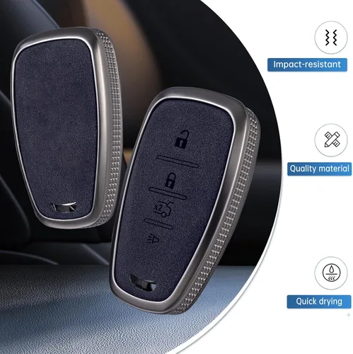 Vista 3 de YO&YOYE Funda compatible con llavero Chevy con llavero de piel para Chevrolet Equinox Malibu Cruze Camaro Tahoe Silverado Traverse Blazer Sonic
