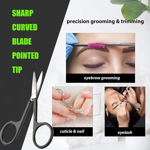 Vista 5 de Tijeras pequeñas de aseo facial para hombres y mujeres, para cejas, pelo de nariz, bigote, barba, pestañas, kit de recortar orejas, tijeras