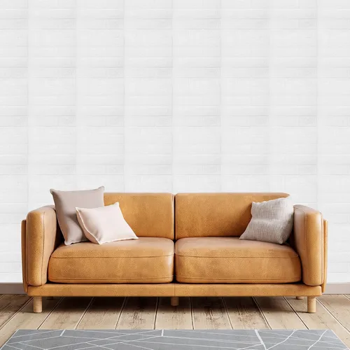 Vista 5 de uxcell Paneles de pared 3D para despegar y pegar, 30 piezas de papel tapiz de ladrillo de espuma para dormitorio, panel de pared de piedra Blanco