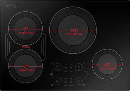 Vista 3 de Empava Placa de cocina de inducción incorporada de 30 pulgadas 4 quemadores, Bridge-SYNC, Auto RapidHeat, 3 modos preestablecidos, sensor de sartén