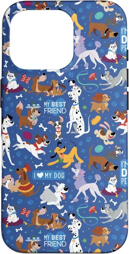 Vista 20 de Disney Funda para iPhone 17 con texto en inglés «Dogs I Love My Dog», color azul