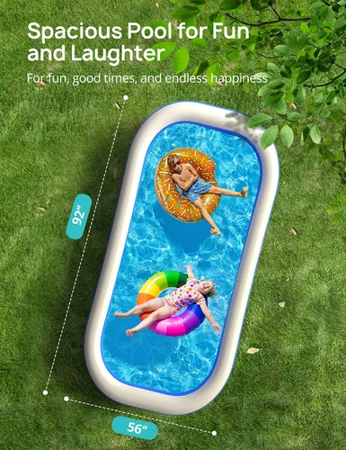 Vista 2 de EVAJOY - Piscina inflable de 92 x 56 x 20 pulgadas para fiesta acuática de verano, sin BPA, sobre el suelo, pelota de piscina para niños, patio
