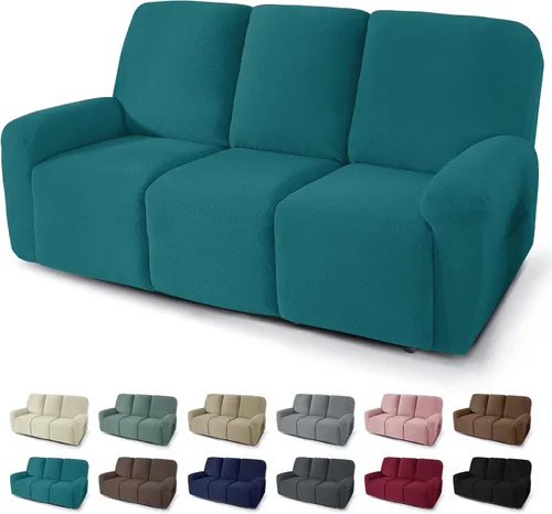 Vista 10 de JIVINER Fundas reclinables de gran tamaño de 3 piezas para sillón reclinable grande con bolsillos, tela jacquard elástica Lazy Boy funda para sofá