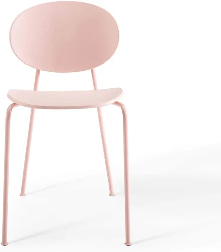 Vista 6 de Modway Palette - Silla moderna de plástico moldeado para comedor, color rosa, juego de 2, viene totalmente montada