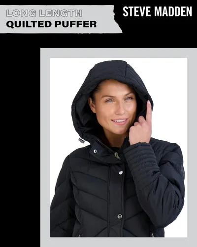 Vista 5 de Madden Girl Chaqueta de invierno para mujer Abrigo largo acolchado maxi acolchado (S-3X)