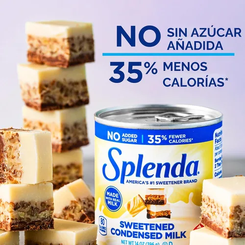 Vista 5 de SPLENDA Leche condensada endulzada reducida en calorías, sin azúcar añadida, lata de 14 onzas