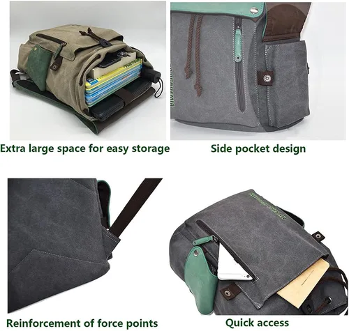 Vista 5 de Lukvuzo Mochilas japonesas de anime de lona, bolsa de hombro con impresión 3D, mochila escolar para portátiles y fanáticos del anime, Mochilas