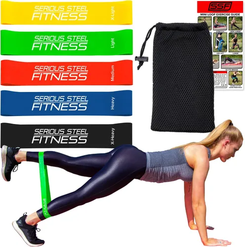 Vista 8 de Serious Steel Fitness Mini bandas de resistencia Bandas elásticas de rehabilitación y prehab Bandas de entrenamiento de ejercicio de 12 pulgadas