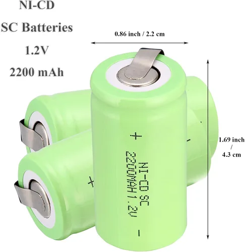 Vista 2 de Ni-Cd 1.2V 2200MAH Batería Recargable Sub C SC Baterías (Verde* 6)