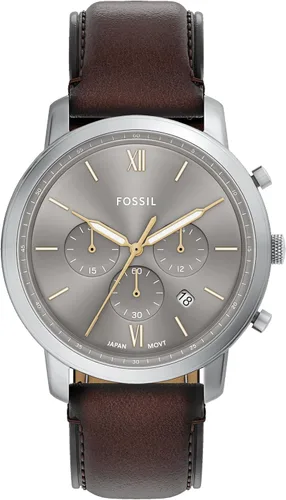 Vista 24 de Fossil Neutra - Reloj cronógrafo de cuarzo de acero inoxidable y cuero para hombre Pulsera negra/marrón
