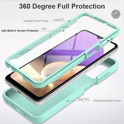 Vista 3 de Funda para Samsung Galaxy A32 5G con protector de pantalla integrado, protección de cuerpo completo a prueba de golpes