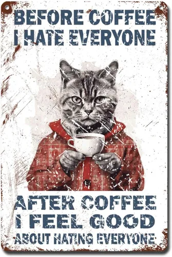 Vista 52 de Lygond Letrero de metal con texto en inglés «Bear That's What I Do I Drink Coffee I Hate People and I Know Things», decoración de invernadero